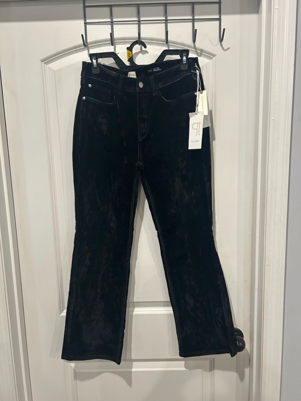 Pilcro Black Velvet Wide Leg Jeans